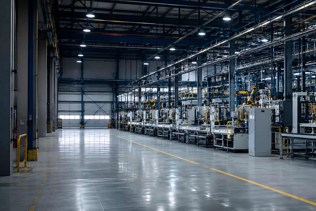 Commissioned production line running under plant lighting